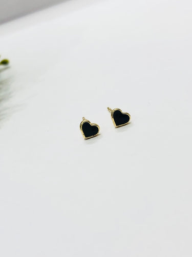 Small Black Heart Stud Earrings